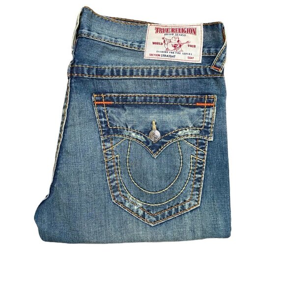 True Religion Jeans Size 36 STRAIGHT BIG T Blue - Picture 7 of 8
